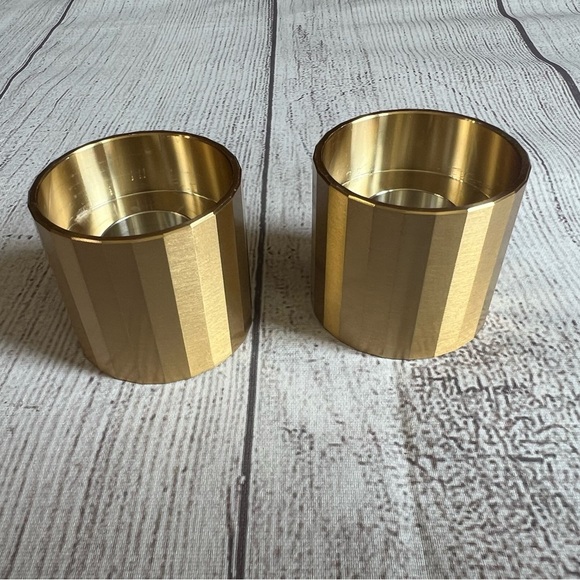 Sziqiqi Gold Metal Candle Holders – Set of 2 – NWOT – Modern Faceted Design - Picture 5 of 6